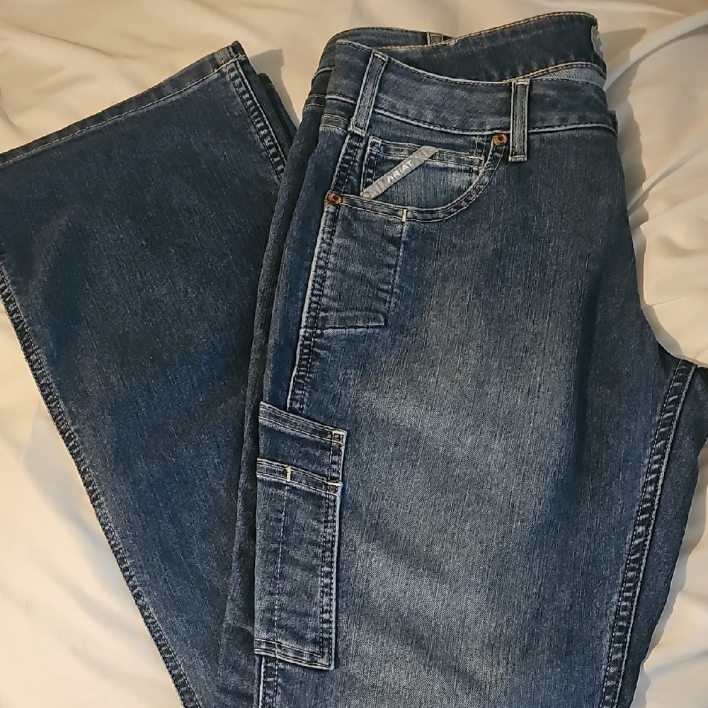 Ariat Rebar Mid Rise Bootcut Denim Cargo Jeans